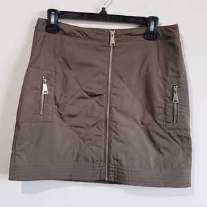 Topshop army green quilted style skirt zipper 8